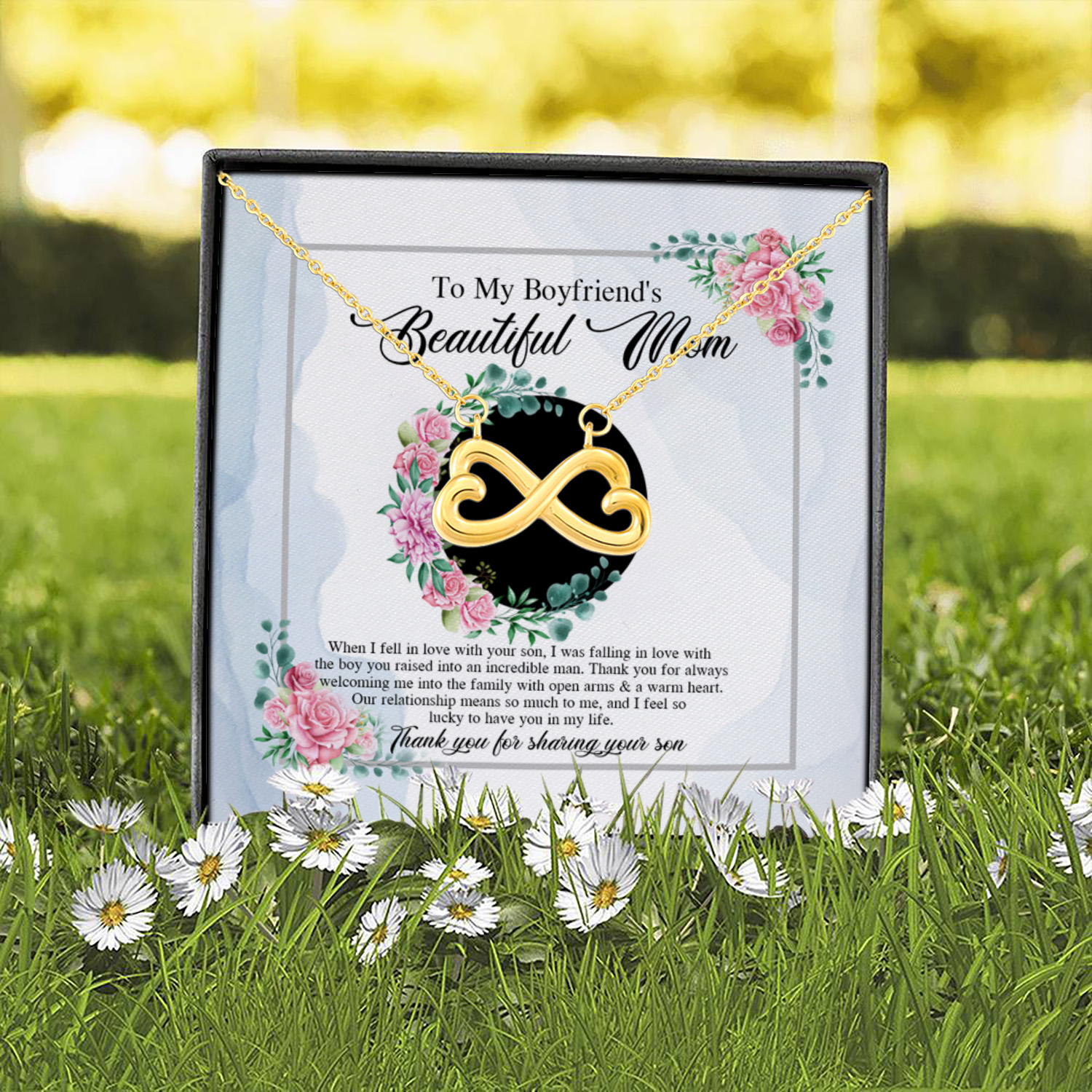 7UT. Beautiful Mom Of Boyfriend(4) Infinity Heart Necklace (Gold) 2