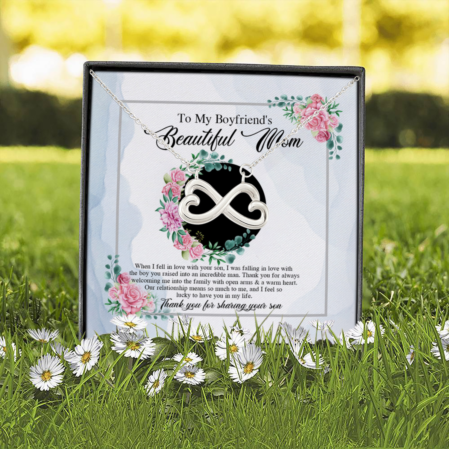 7UT. Beautiful Mom Of Boyfriend(4) Infinity Heart Necklace (Silver) 2