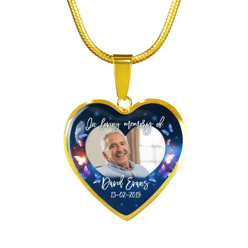 Personalized Photo In Loving Memory Of Custom Name Heart Pendant Necklace - Memorial Gift Jewelry