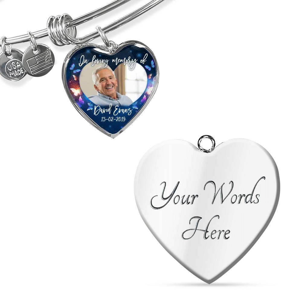Personalized Photo In Loving Memory Of Custom Name Heart Pendant Necklace - Memorial Gift Jewelry