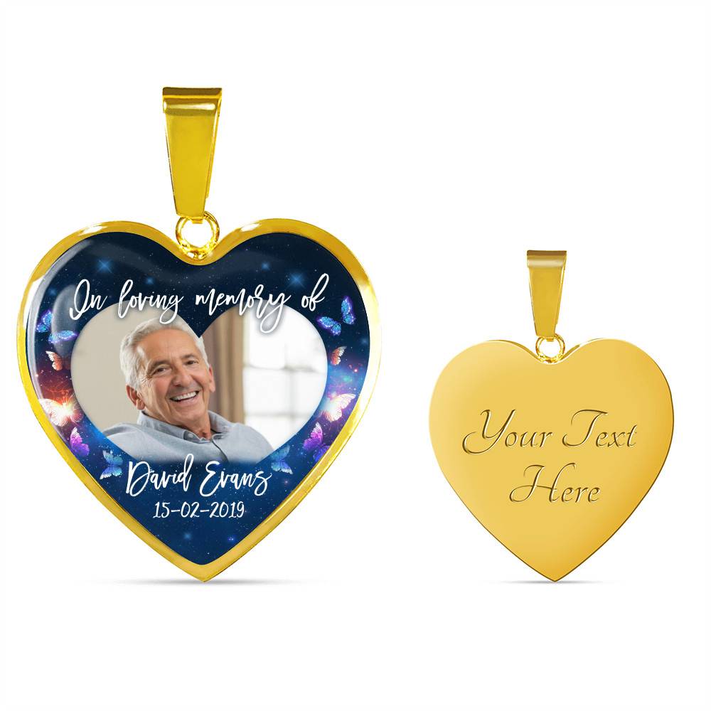 Personalized Photo In Loving Memory Of Custom Name Heart Pendant Necklace - Memorial Gift Jewelry