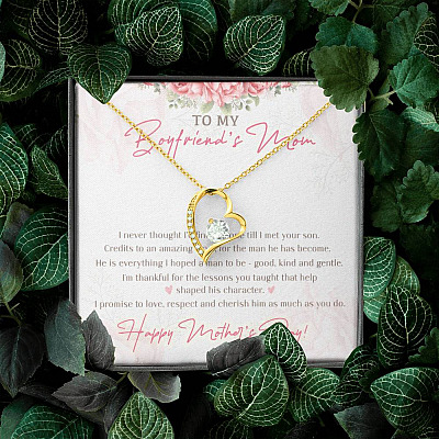 To My Boyfriend's Mom I Never Thought I'd Find The One Till I Met Your Son Forever Love Heart Pendant Necklace