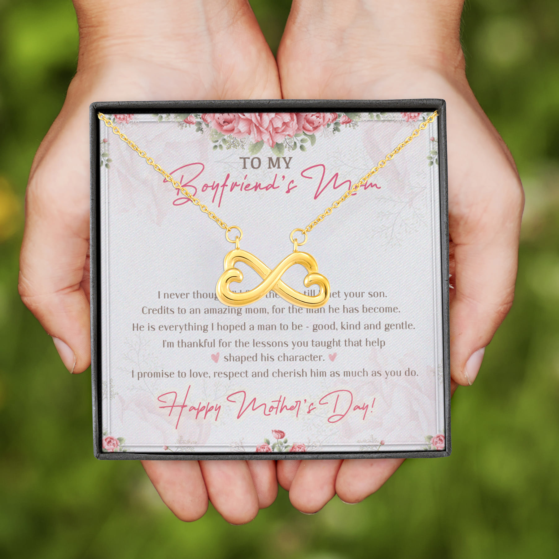 4VT. To My Boyfriend's Mom I Never Thought Infinity Heart Necklace (Gold)