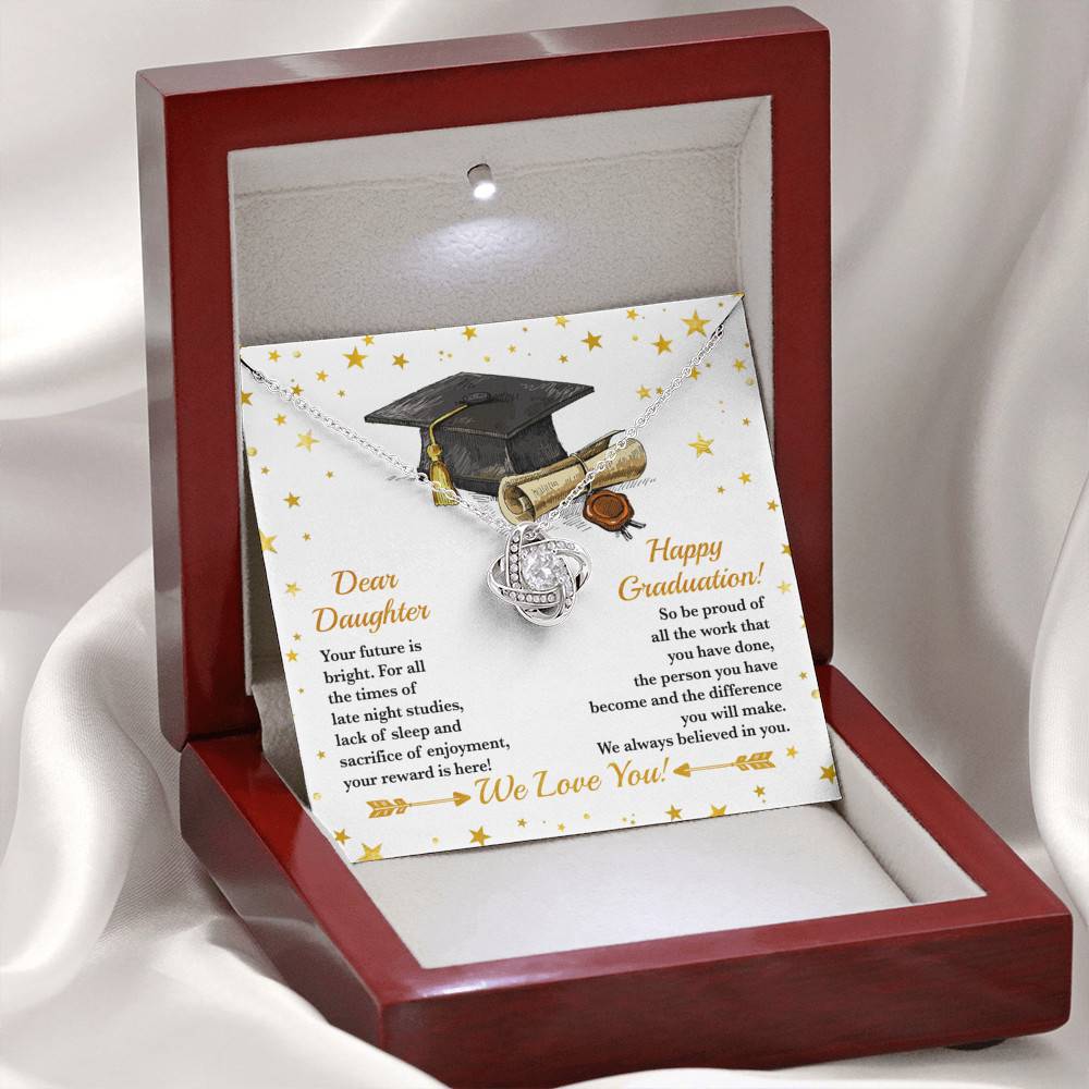 Dear Daughter Your Future Is Bright Happy Graduation We Always Believed In You Love Knot Necklace Dear Daughter Your Future Is Bright Happy Graduation We Always Believed In You Love Knot Necklace