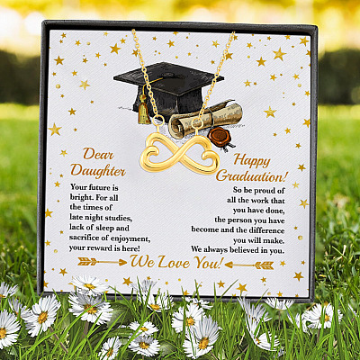 Alternative view of Dear Daughter Your Future Is Bright Happy Graduation We Always Believed In You Infinity Heart Pendant Necklace