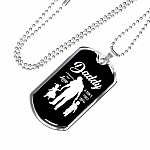 Daddy Son's First Hero and Daughter's First Love Father's Day Dog Tag Pendant Necklace