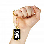 Daddy Son's First Hero and Daughter's First Love Father's Day Dog Tag Pendant Necklace