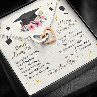 Graduation Dear Daughter Your Future Is Bright For All The Times Senior Interlocking Hearts Pendant Necklace
