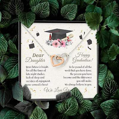 Graduation Dear Daughter Your Future Is Bright For All The Times Senior Interlocking Hearts Pendant Necklace
