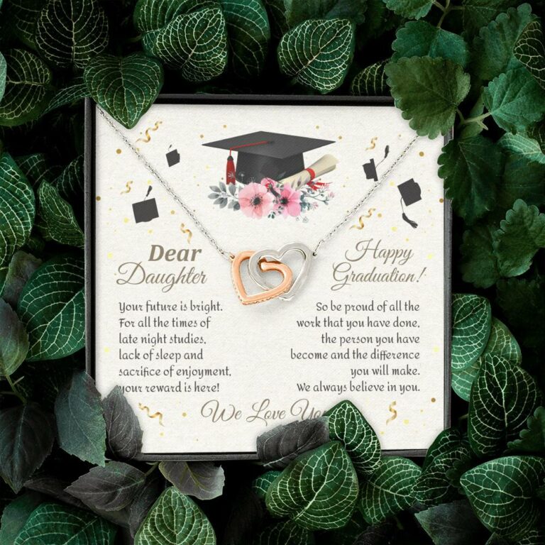 Graduation Dear Daughter Your Future Is Bright For All The Times Senior Interlocking Hearts Pendant Necklace