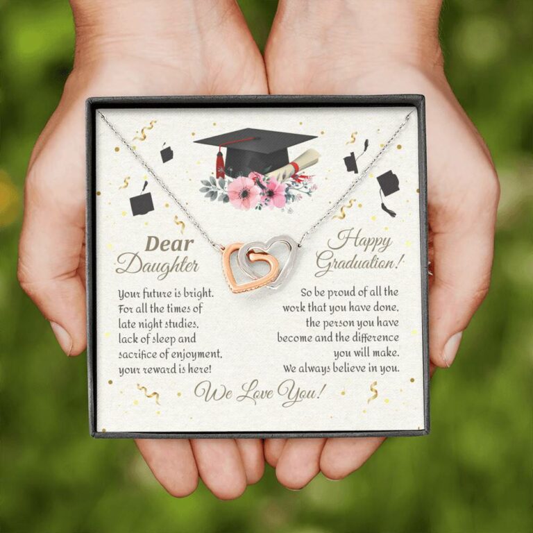 Graduation Dear Daughter Your Future Is Bright For All The Times Senior Interlocking Hearts Pendant Necklace