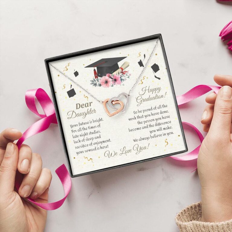 Graduation Dear Daughter Your Future Is Bright For All The Times Senior Interlocking Hearts Pendant Necklace