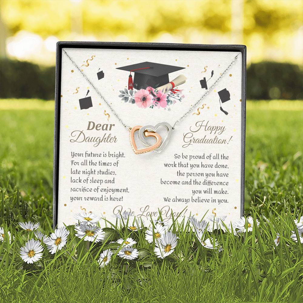 Graduation Dear Daughter Your Future Is Bright For All The Times Senior Interlocking Hearts Pendant Necklace Graduation Dear Daughter Your Future Is Bright For All The Times Senior Interlocking Hearts Pendant Necklace
