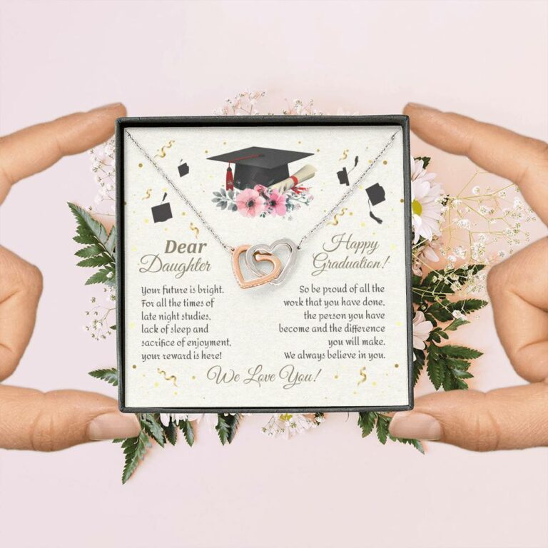 Graduation Dear Daughter Your Future Is Bright For All The Times Senior Interlocking Hearts Pendant Necklace