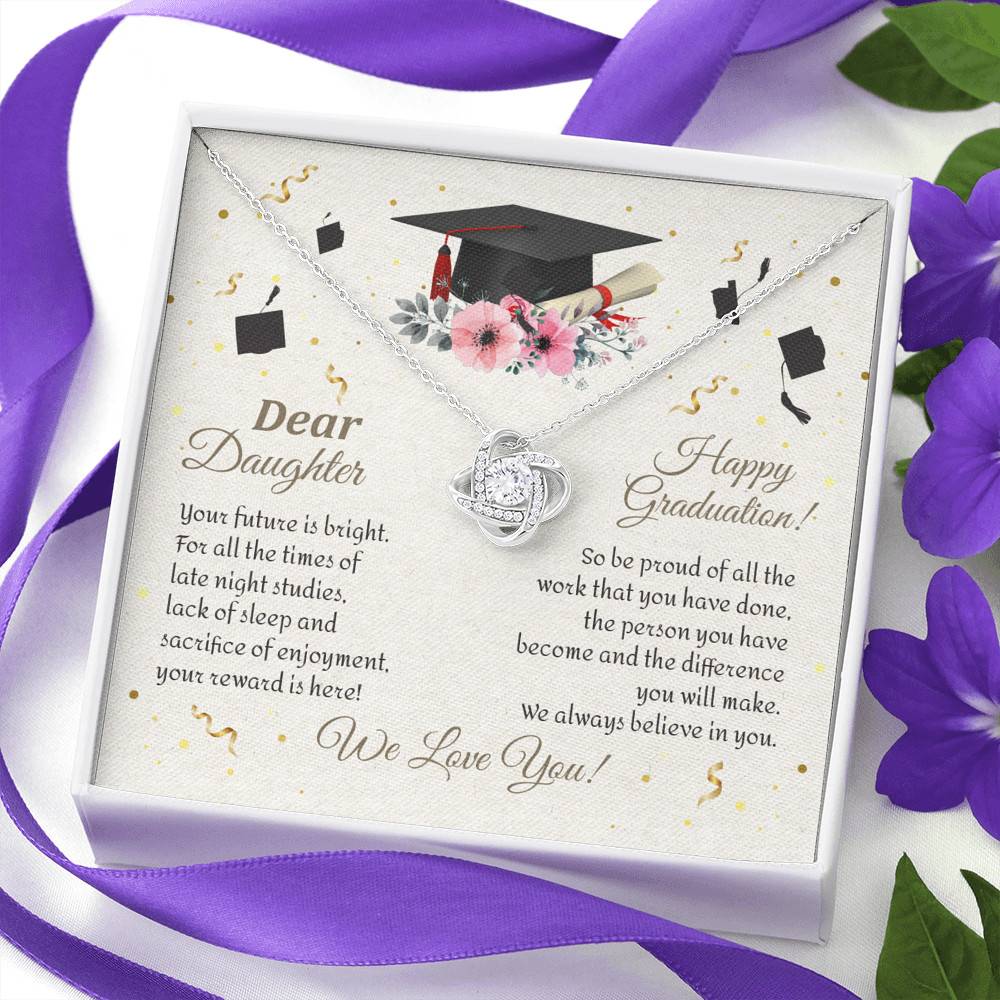 Graduation Dear Daughter Your Future Is Bright For All The Times Senior Love Knot Pendant Necklace