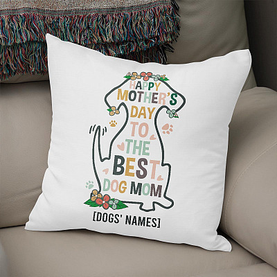 Alternative view of Personalized Happy Mother's Day to The Best Dog Mom Throw Pillow - Decorative Pillow - Indoor Outdoor Cushion