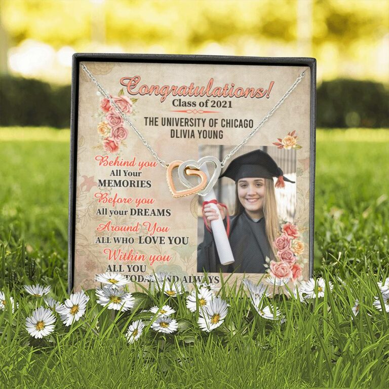 Personalized Photo Graduation Congratulation Wishes All You Need Today & Always Interlocking Hearts Necklace