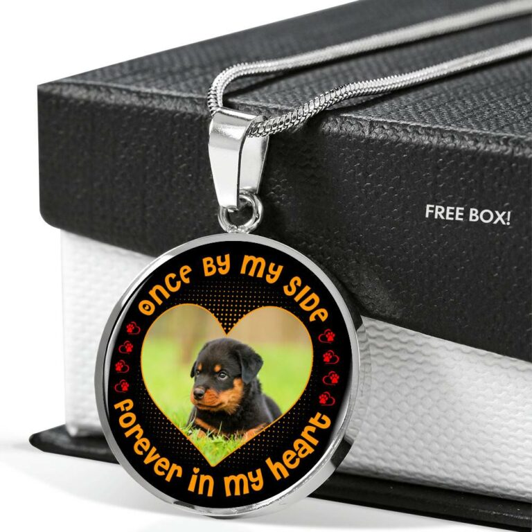 Personalized Photo Once by My Side Forever in My Heart Pet Owner Gifts Circle Pendant Necklace - Bangle