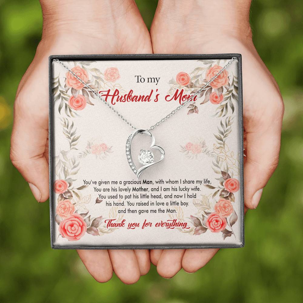 To My Husband's Mom You've Given Me a Gracious Man with Whom I Share My Life Forever Love Pendant Necklace To My Husband's Mom You've Given Me a Gracious Man with Whom I Share My Life Forever Love Pendant Necklace