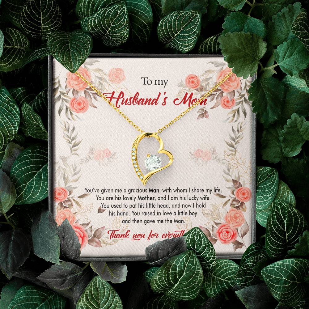 To My Husband's Mom You've Given Me a Gracious Man with Whom I Share My Life Forever Love Pendant Necklace To My Husband's Mom You've Given Me a Gracious Man with Whom I Share My Life Forever Love Pendant Necklace