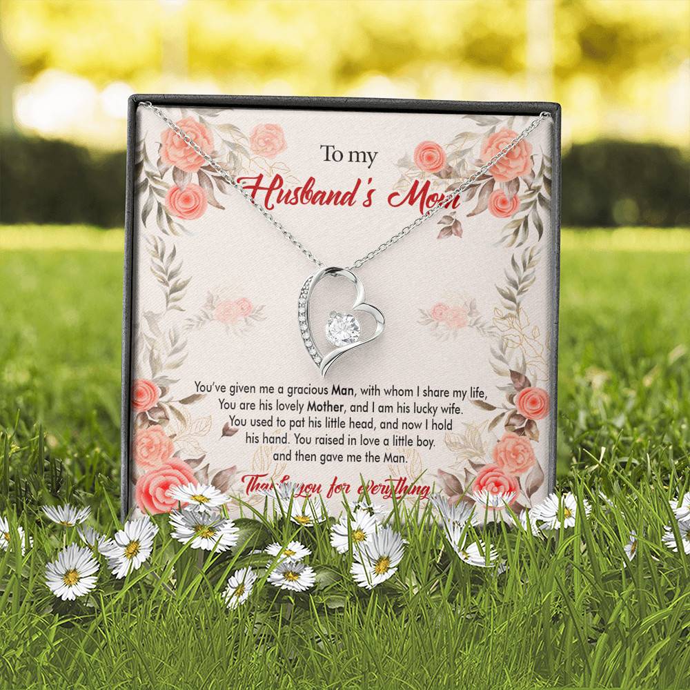 To My Husband's Mom You've Given Me a Gracious Man with Whom I Share My Life Forever Love Pendant Necklace To My Husband's Mom You've Given Me a Gracious Man with Whom I Share My Life Forever Love Pendant Necklace