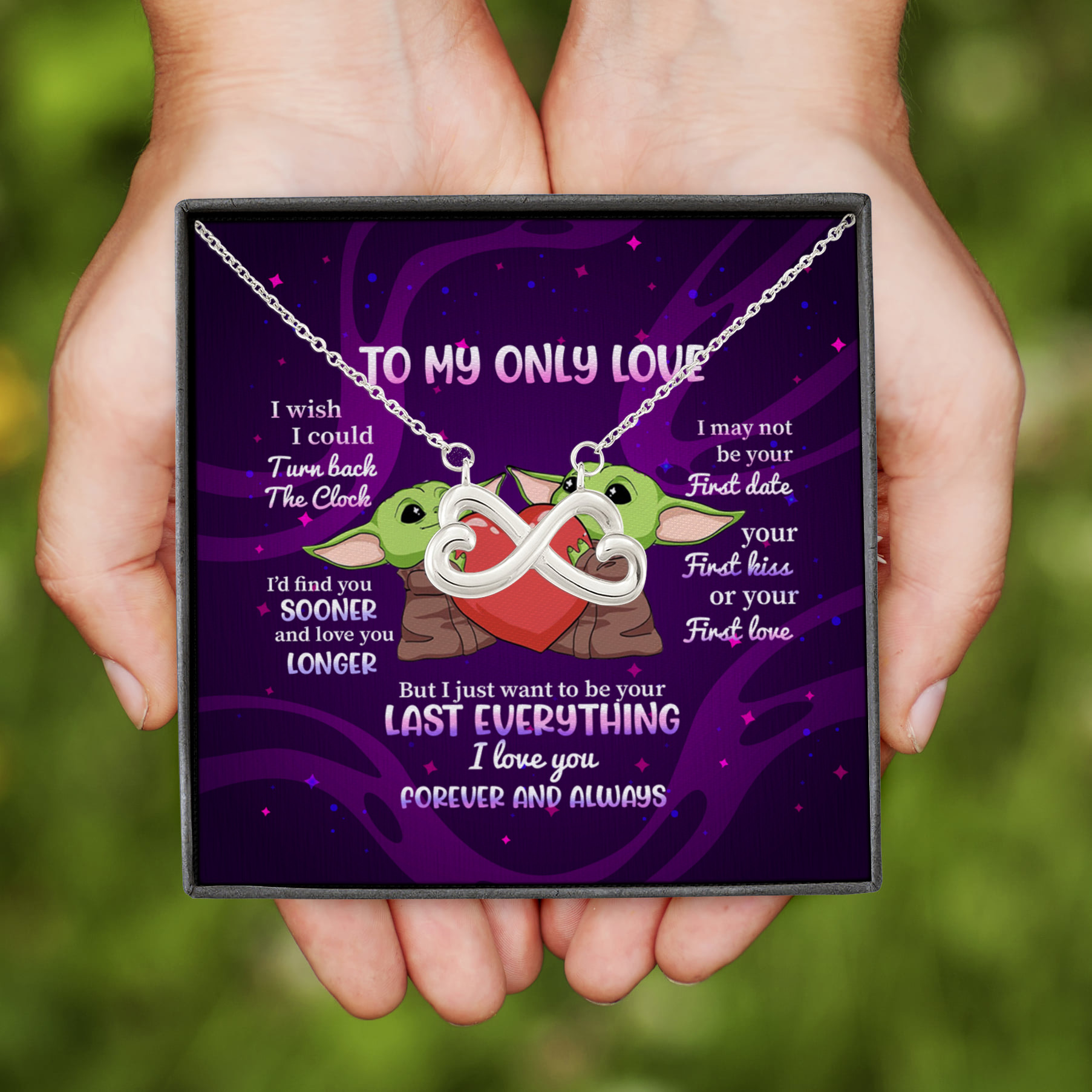 4UT. Yoda Turn Back The Clock (5) Infinity Heart Necklace (Silver)