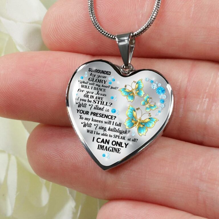 Butterfly Surrounded by Your Glory What Will My Heart Feel Will I Dance for You Jesus Heart Pendant Necklace