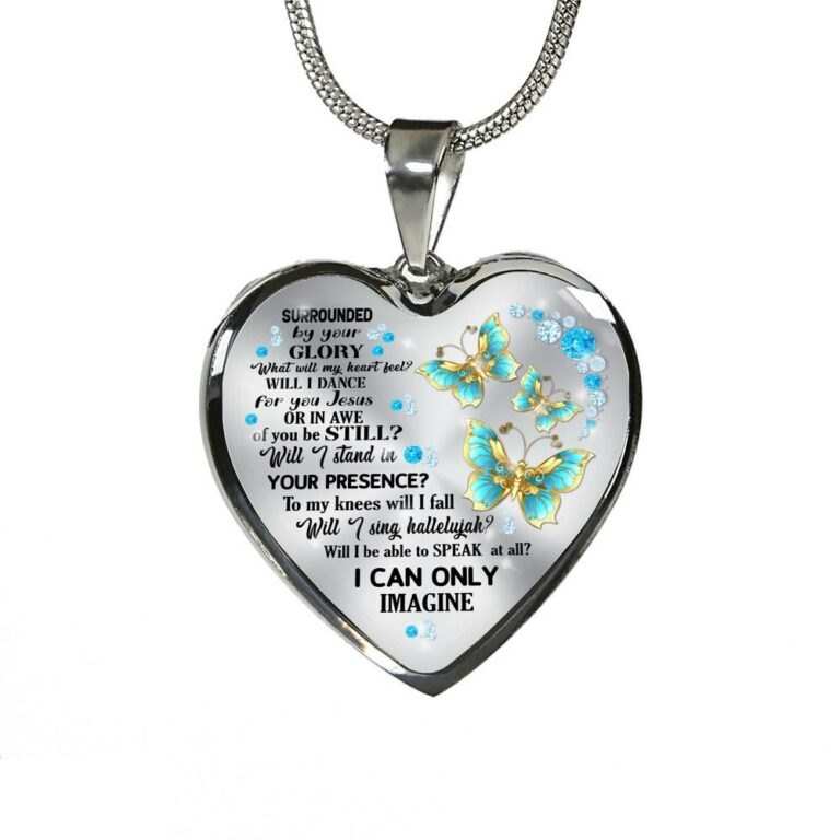 Butterfly Surrounded by Your Glory What Will My Heart Feel Will I Dance for You Jesus Heart Pendant Necklace