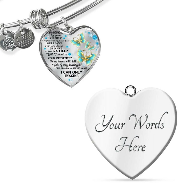 Butterfly Surrounded by Your Glory What Will My Heart Feel Will I Dance for You Jesus Heart Pendant Necklace