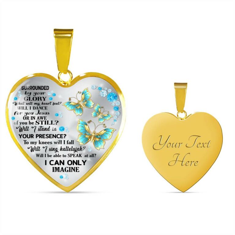 Butterfly Surrounded by Your Glory What Will My Heart Feel Will I Dance for You Jesus Heart Pendant Necklace