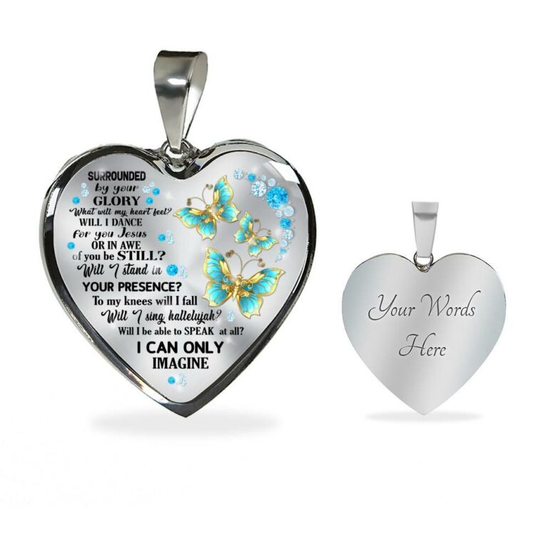 Butterfly Surrounded by Your Glory What Will My Heart Feel Will I Dance for You Jesus Heart Pendant Necklace