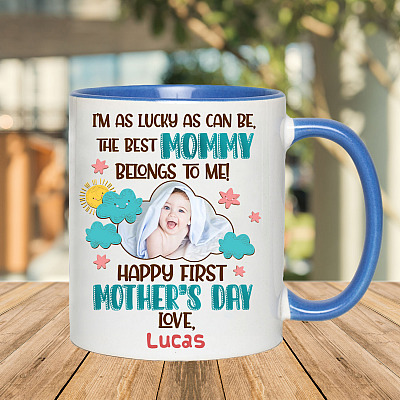 Alternative view of Personalized Photo I'm as Lucky as Can Be the Best Mommy Belongs To Me Accent Mug