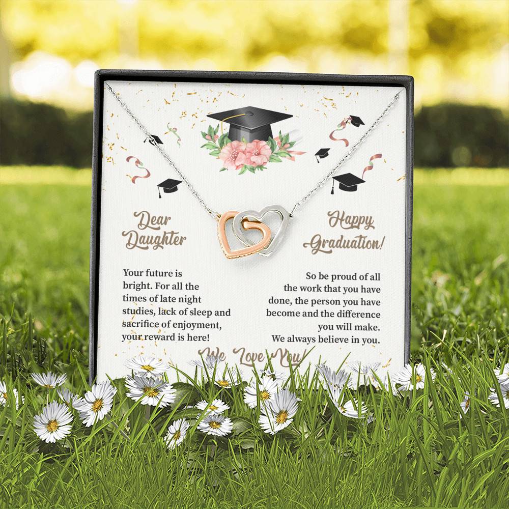 Dear Daughter Happy Graduation We Always Believed In You We Love You Joined Interlocking Hearts Necklace Dear Daughter Happy Graduation We Always Believed In You We Love You Joined Interlocking Hearts Necklace