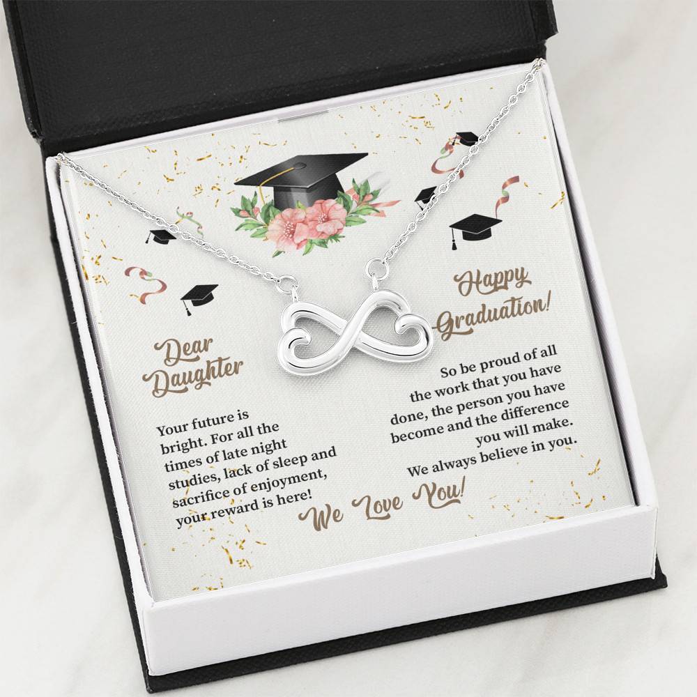 Dear Daughter Happy Graduation We Always Believed In You We Love You Infinity Heart Pendant Necklace
