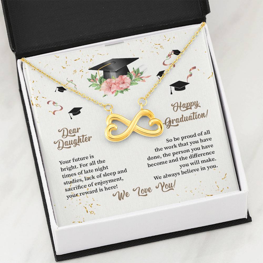Dear Daughter Happy Graduation We Always Believed In You We Love You Infinity Heart Pendant Necklace