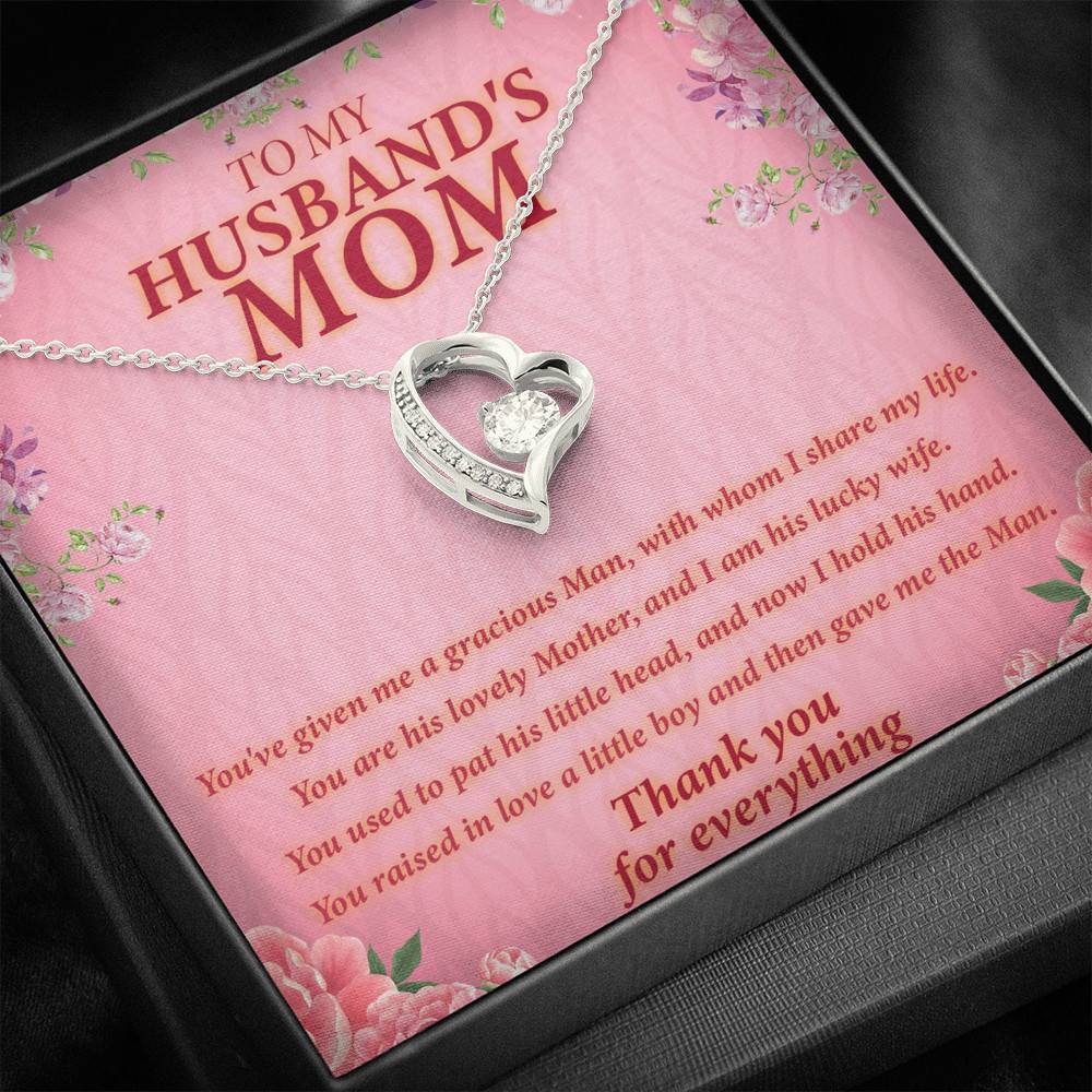 To My Husband's Mom You've Given Me A Gracious Man Mother In Law Forever Love Heart Necklace