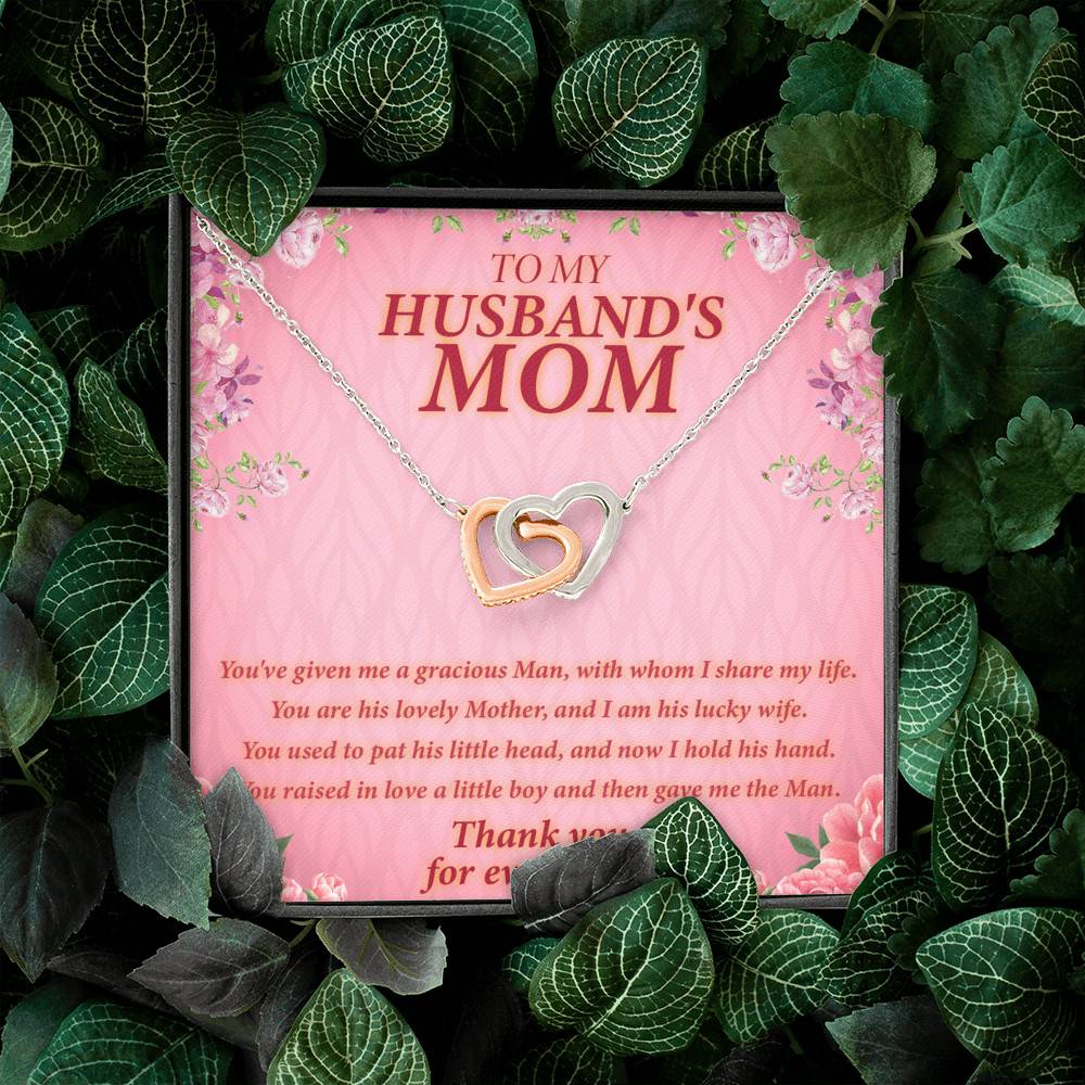 To My Husband's Mom You've Given Me A Gracious Man Mother In Law Interlocking Hearts Necklace To My Husband's Mom You've Given Me A Gracious Man Mother In Law Interlocking Hearts Necklace