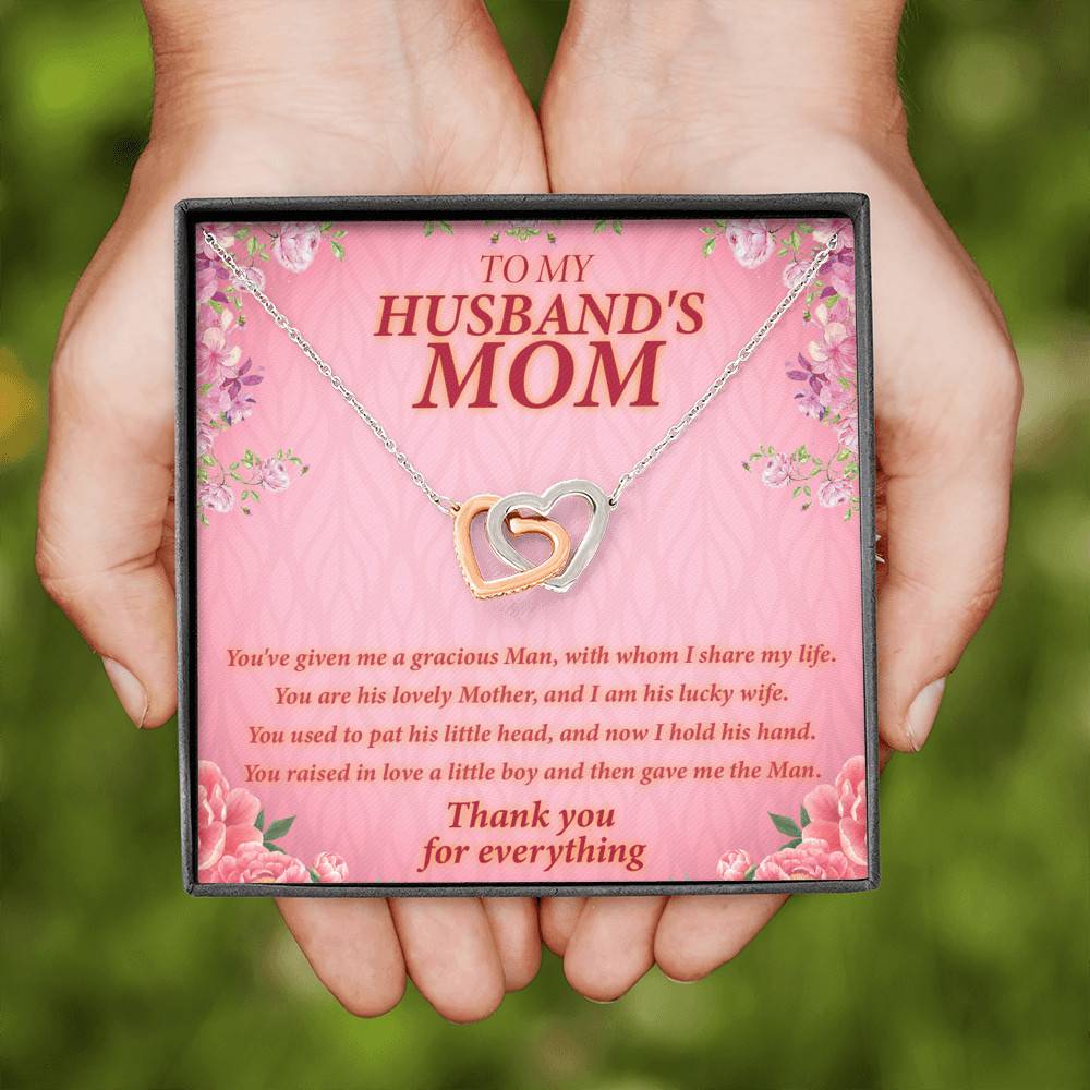 To My Husband's Mom You've Given Me A Gracious Man Mother In Law Interlocking Hearts Necklace To My Husband's Mom You've Given Me A Gracious Man Mother In Law Interlocking Hearts Necklace
