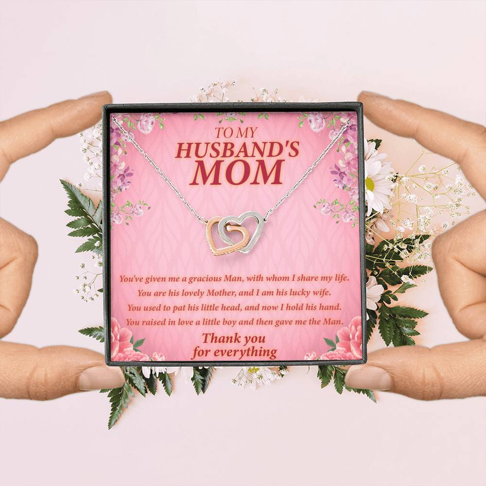 To My Husband's Mom You've Given Me A Gracious Man Mother In Law Interlocking Hearts Necklace To My Husband's Mom You've Given Me A Gracious Man Mother In Law Interlocking Hearts Necklace