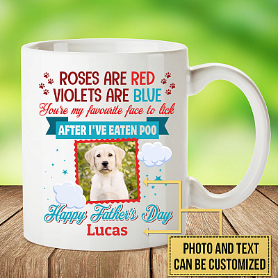 Alternative view of Personalized Photo Roses Are Red You're My Favorite Face To Lick Ceramic Coffee Mug - Beer Stein - Water Bottle