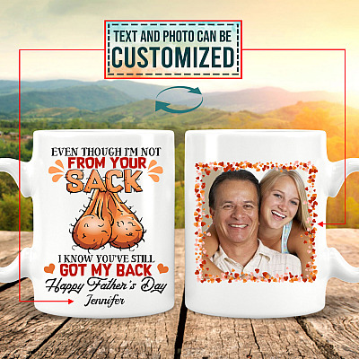 Alternative view of Custom Photo Even Though I'm Not From Your Sack Happy Father's Day 2 Sides Printed Ceramic Coffee Mug - Beer Stein