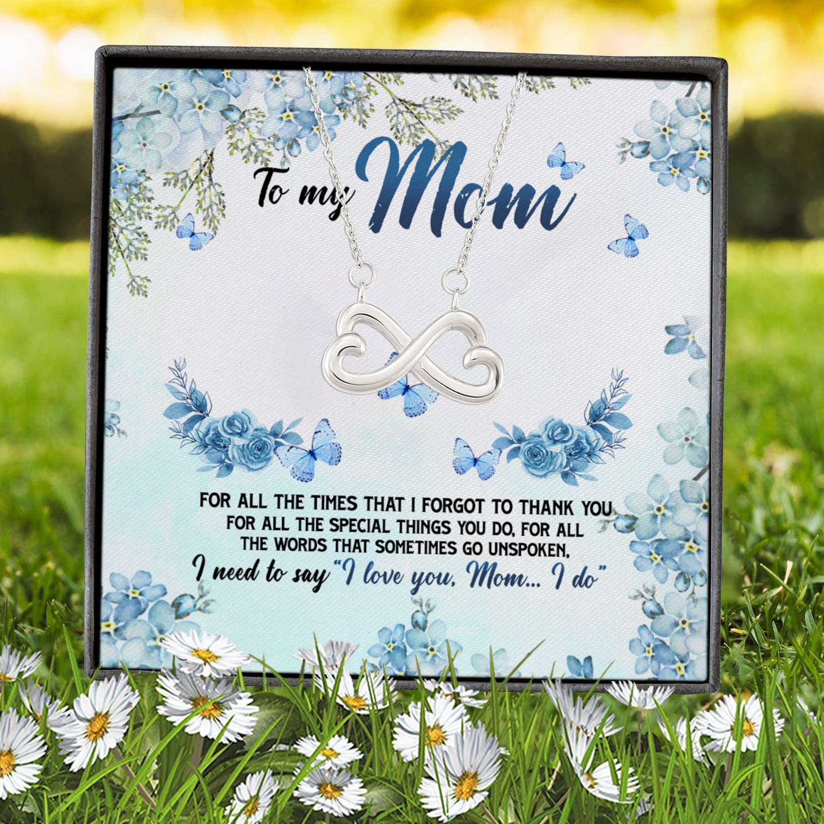 3O. To My Mom For All Infinity Heart Necklace (Silver) 7