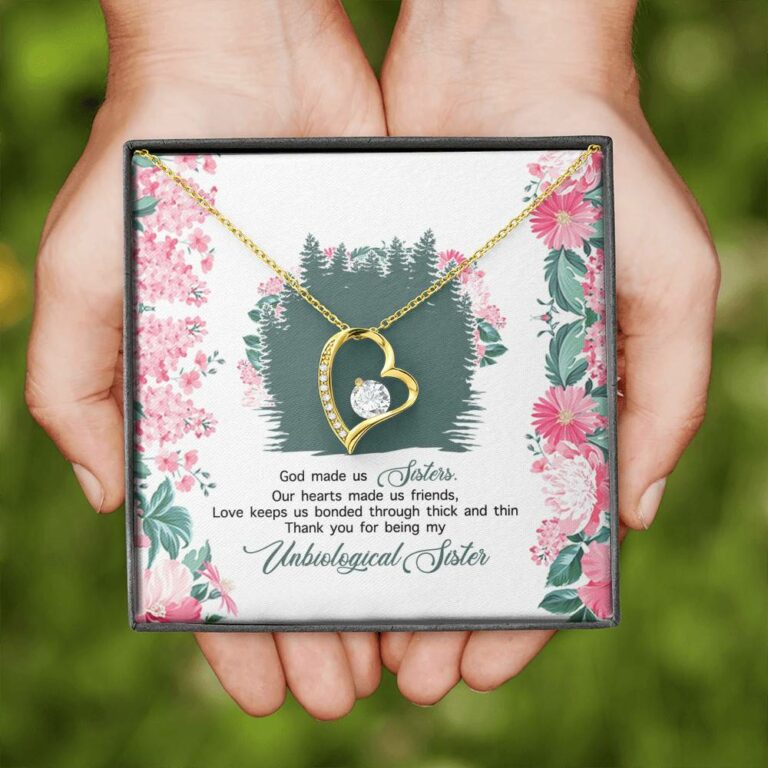 God Made Us Sisters Thank You for Being My Unbiological Sister Forever Love Pendant Necklace