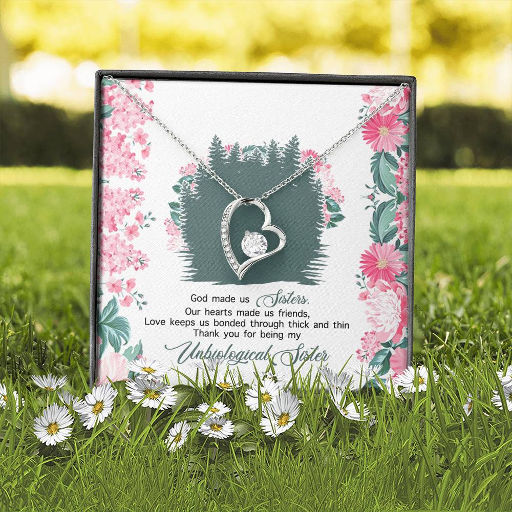 God Made Us Sisters Thank You for Being My Unbiological Sister Forever Love Pendant Necklace God Made Us Sisters Thank You for Being My Unbiological Sister Forever Love Pendant Necklace