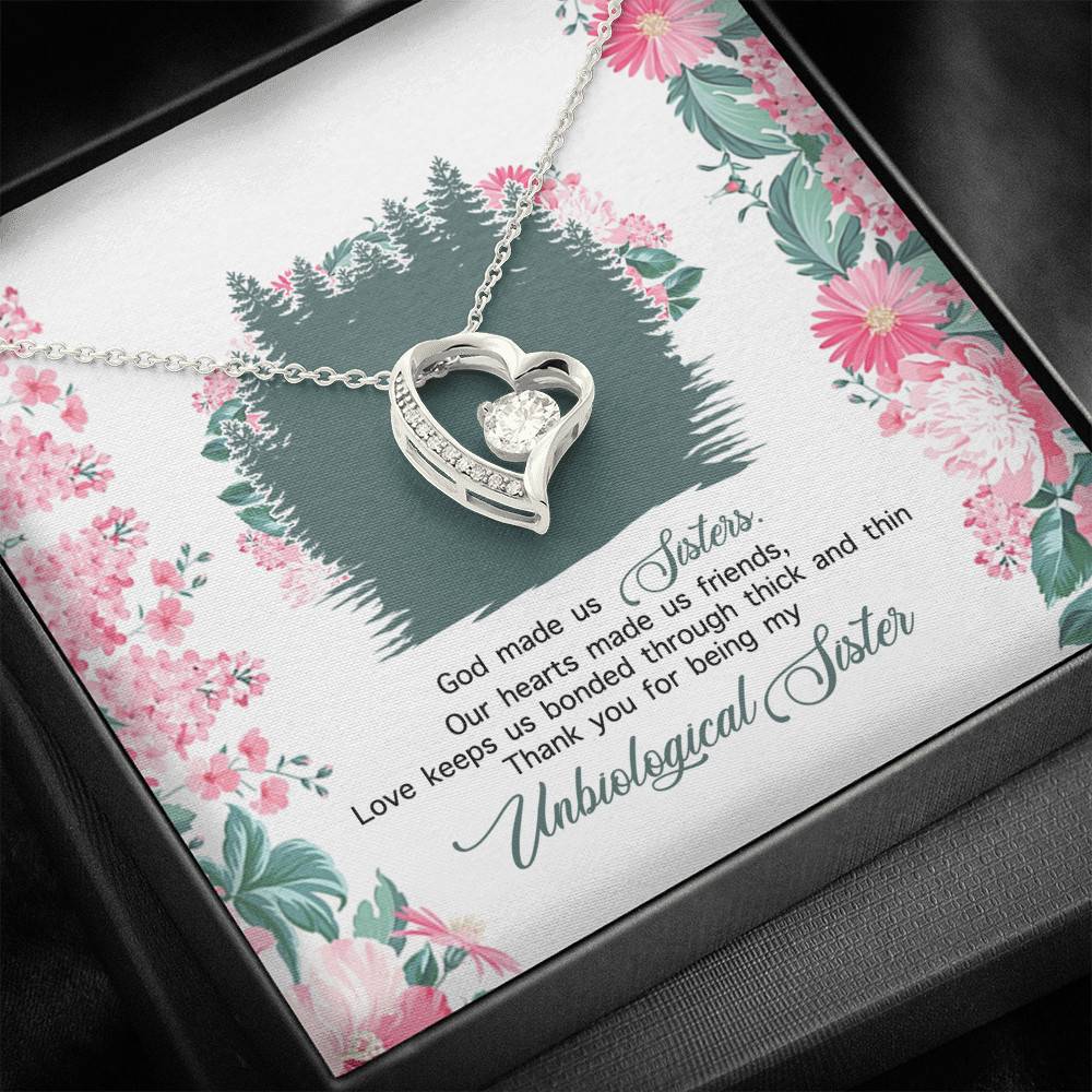 God Made Us Sisters Thank You for Being My Unbiological Sister Forever Love Pendant Necklace God Made Us Sisters Thank You for Being My Unbiological Sister Forever Love Pendant Necklace