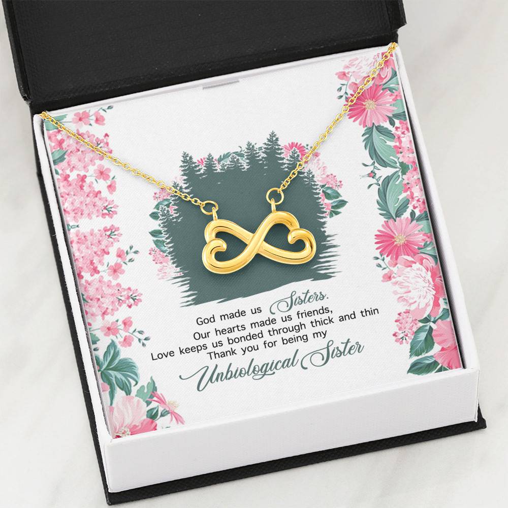 God Made Us Sisters Thank You for Being My Unbiological Sister Infinity Heart Pendant Necklace God Made Us Sisters Thank You for Being My Unbiological Sister Infinity Heart Pendant Necklace