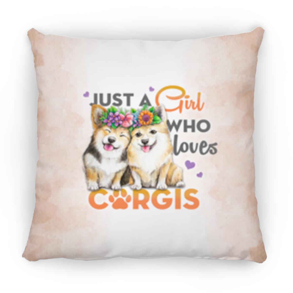 CORGIS PILLOW, White, Square Pillow 18x18