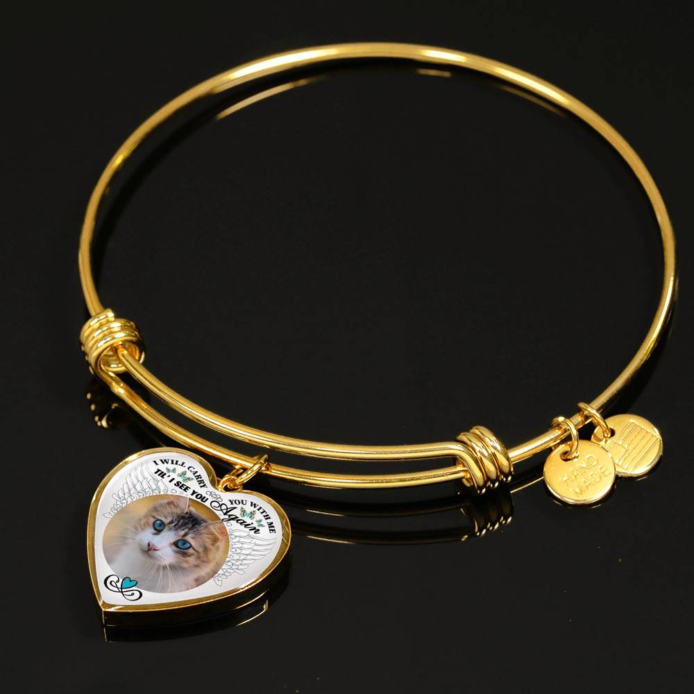 Personalized Custom Photo I Will Carry You With Me Wings Memorial Pet Dog Cat Heart Necklace - Bangle Personalized Custom Photo I Will Carry You With Me Wings Memorial Pet Dog Cat Heart Necklace - Bangle