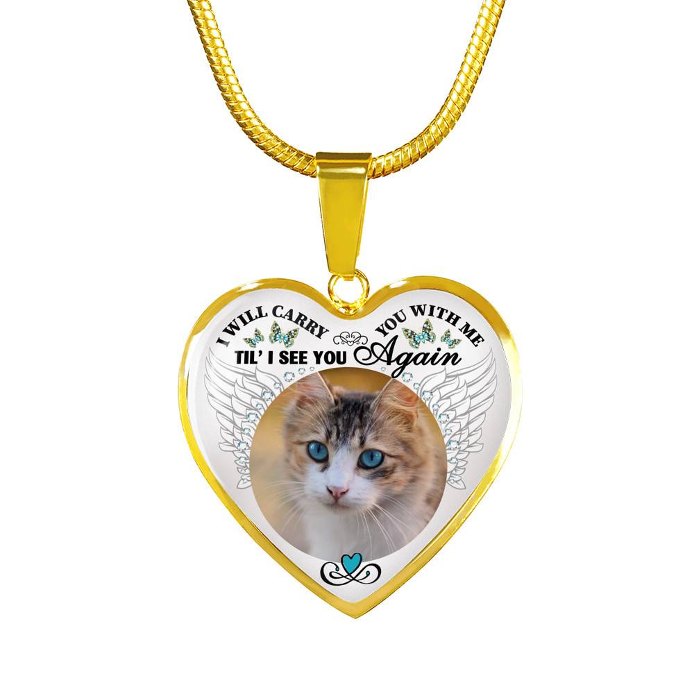 Personalized Custom Photo I Will Carry You With Me Wings Memorial Pet Dog Cat Heart Necklace - Bangle Personalized Custom Photo I Will Carry You With Me Wings Memorial Pet Dog Cat Heart Necklace - Bangle