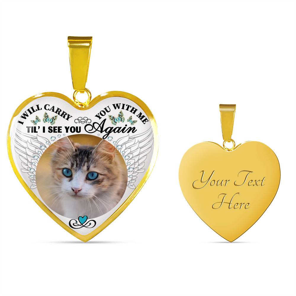 Personalized Custom Photo I Will Carry You With Me Wings Memorial Pet Dog Cat Heart Necklace - Bangle Personalized Custom Photo I Will Carry You With Me Wings Memorial Pet Dog Cat Heart Necklace - Bangle